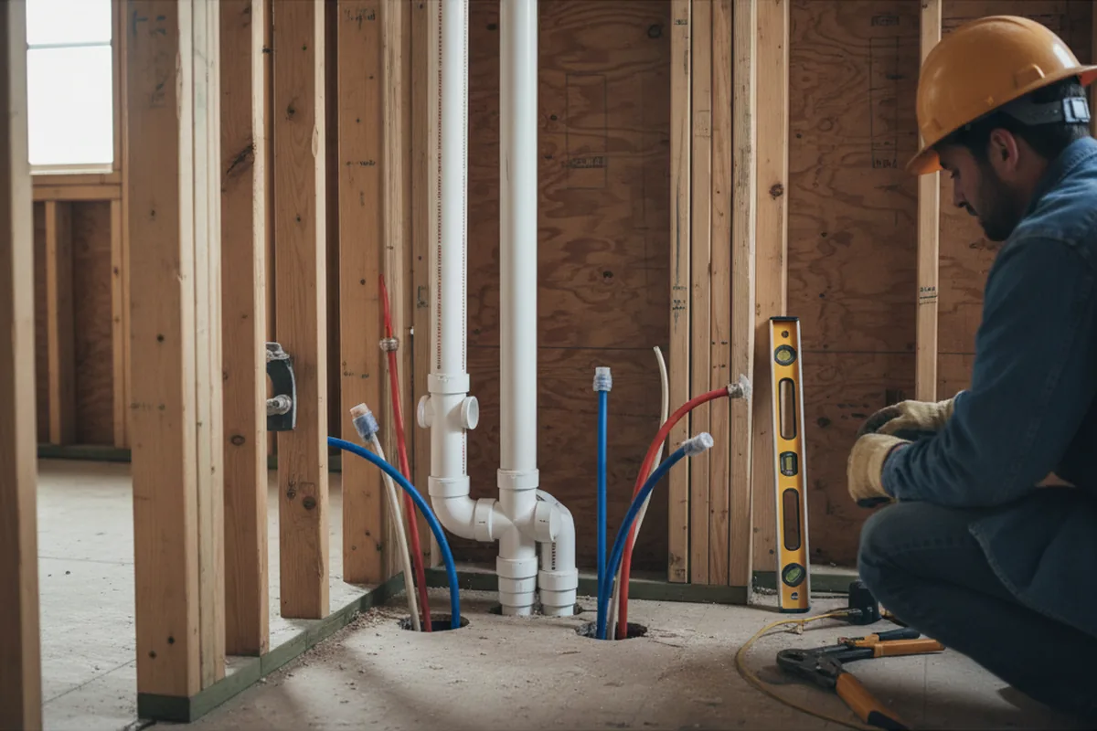 Drain and supply rough-in during Toilet Repair and Installation in Hollis