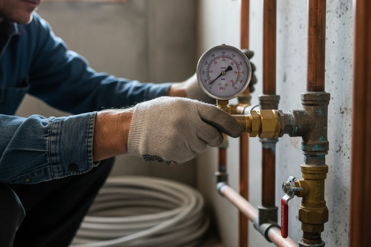 Pressure testing a repaired line during Water Line Repair in Hollis
